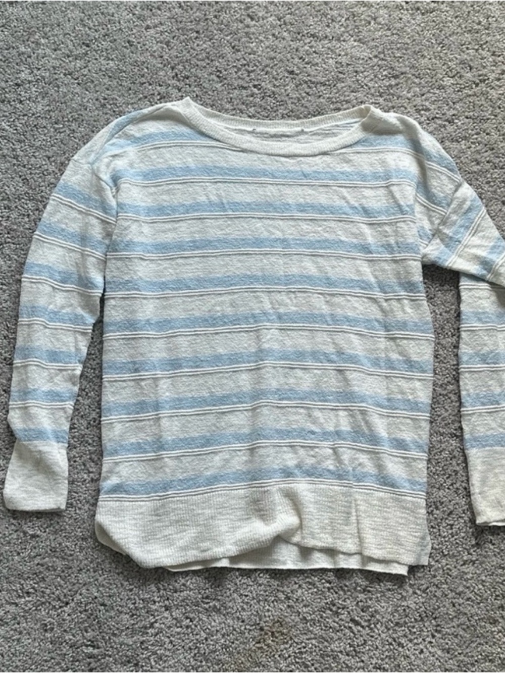 Light Blue and Cream Striped Women's Sweater